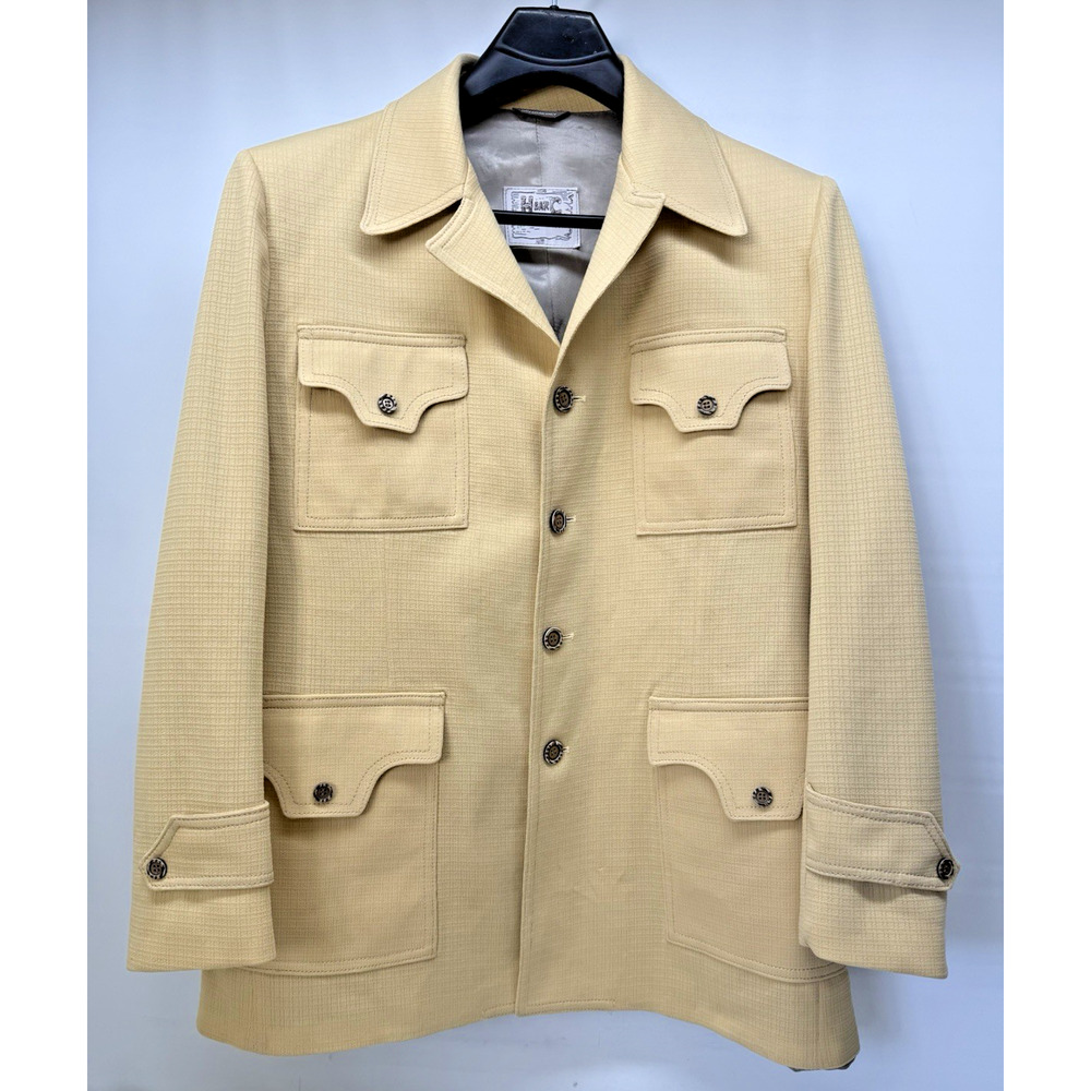 Vintage H BAR C Ranchwear Men's Western Pale Yellow 4 Pocket Leisure Sport Coat